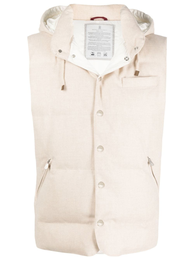 Brunello Cucinelli Goose Down Padded Gilet In Neutrals