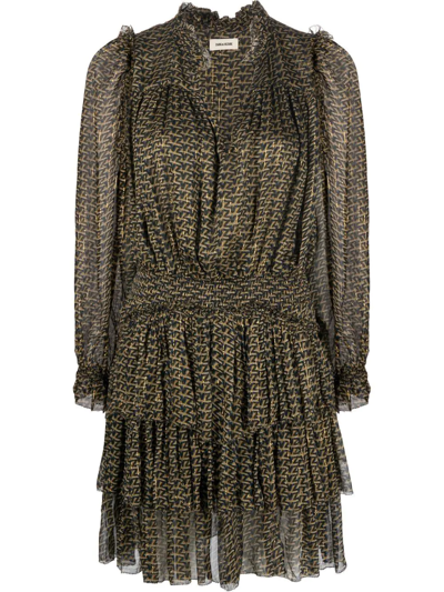 Zadig & Voltaire Monogram-print Mini Dress In Cognac | ModeSens