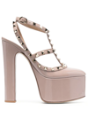 Valentino Rockstud 155 Patent Platform Pump In Nude