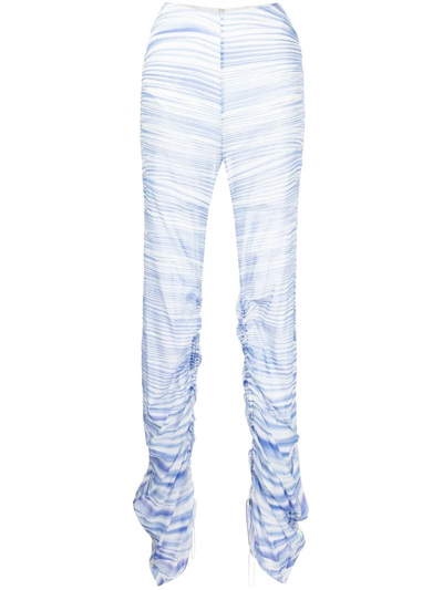 Dion Lee Ruched Striped Trousers In Blue