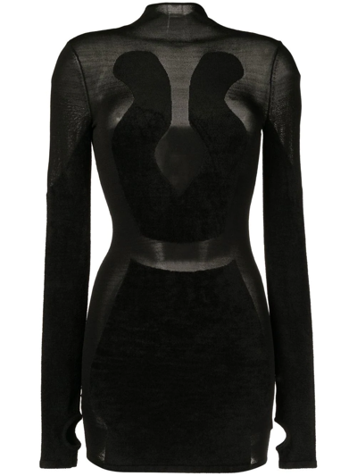 Dion Lee Chenille Intarsia Mini Dress In Black