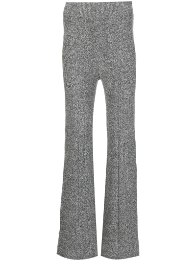 Dion Lee Marl-knit Flared Trousers In Blue
