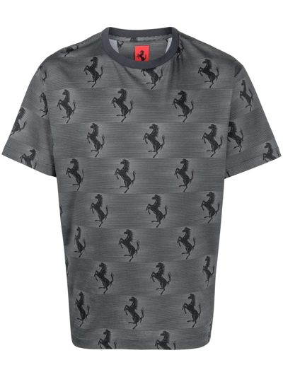 Ferrari Logo-print Short-sleeve T-shirt In Dark Grey