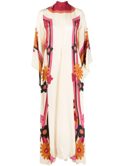 La Doublej Magnifico Dress (placée) In Beat Flower Placée White Orange