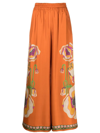 La Doublej Floral-print Silk Palazzo Pants In Poppies Orange Placée
