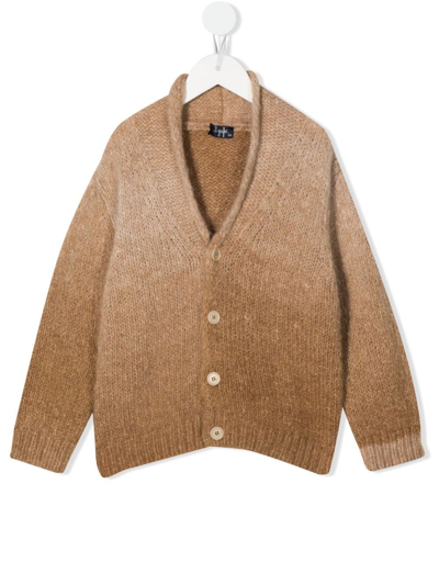 Il Gufo Kids' Dégradé Alpaca-blend Knit Cardigan In Cammello