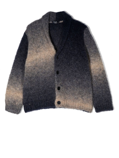 Il Gufo Kids' Degradé Alpaca Blend Tricot Cardigan In Navy