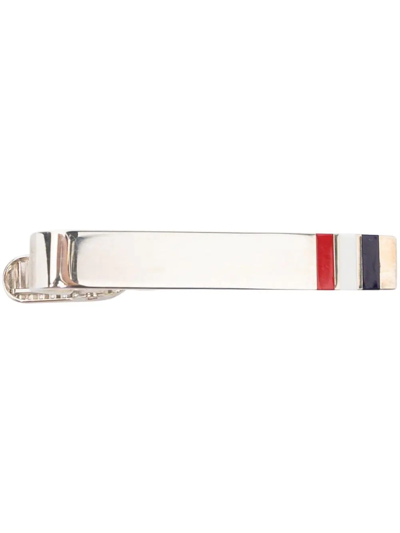 Thom Browne Rwb Stripe Long Silver Tie Clip