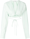 Christopher Esber Green Magyar Cropped Shirt In Green
