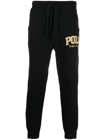 Polo Ralph Lauren Logo-patch Tapered Joggers In Schwarz