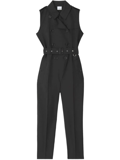Burberry Double-breasted Straight-leg Dungarees In Schwarz
