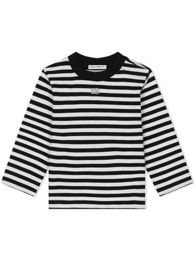 Dolce & Gabbana Babies' Striped Jersey T-shirt In Weiss