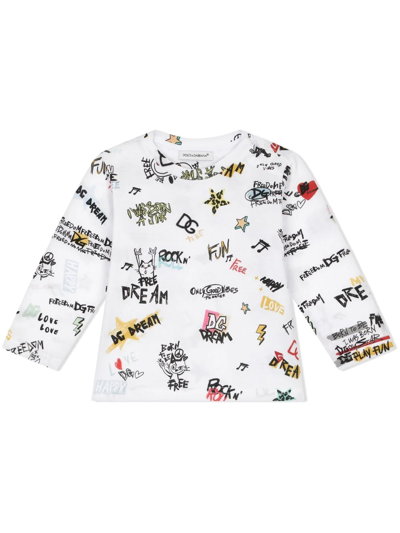 Dolce & Gabbana Babies' Jersey T-shirt With Dg Rock Print In Multicolor