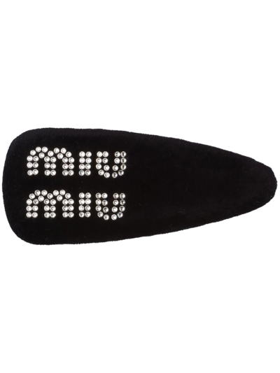 Miu Miu Logo-embellished Hair Clip In Schwarz