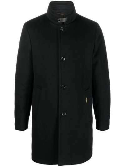 Moorer Single-breasted Button Peacoat In Black
