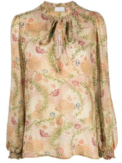 Pierre-louis Mascia Donna Floral-print Shirt In Brown