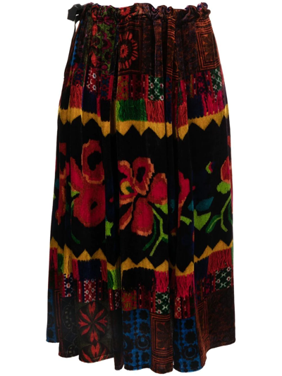 Pierre-louis Mascia Gonna Floral-print Velvet Skirt In Rot