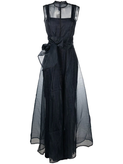 Baruni Semi-sheer Overlay Maxi Dress In Blau