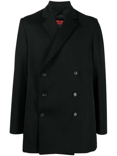 424 Double Breasted Wool Coat In Black