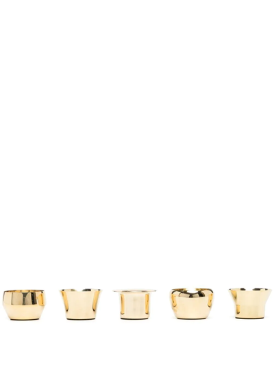 Skultuna Set Of 5 Brass Tea-light Holders In Gold