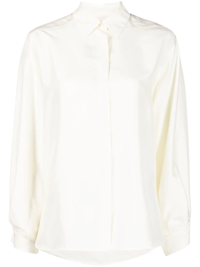 Alberto Biani Silk Satin Shirt In White