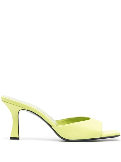 Attico Green Anais Heeled Sandals In Lime