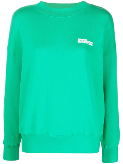 Reina Olga Logo-print Long-sleeve Sweatshirt In Green