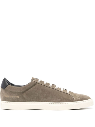 Common Projects Retro Low In Suede Sneakers In Olive