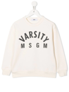 Msgm Varsity Logo-print Sweatshirt In Nude