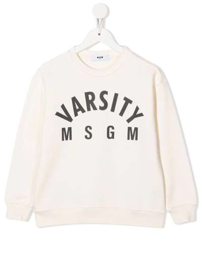 Msgm Kids' Varsity Logo-print Sweatshirt In Nude