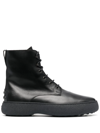 TOD'S W.G. LACE-UP LEATHER BOOTS