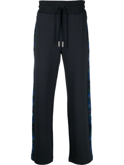 Missoni Zig-zag Panelled Drawstring Track Pants In Navy