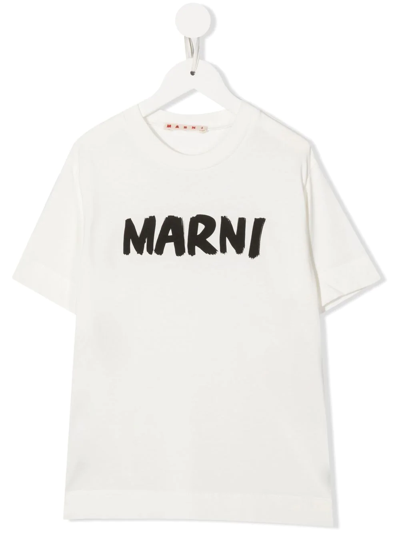 Marni Logo-print Short-sleeve T-shirt In Bianco