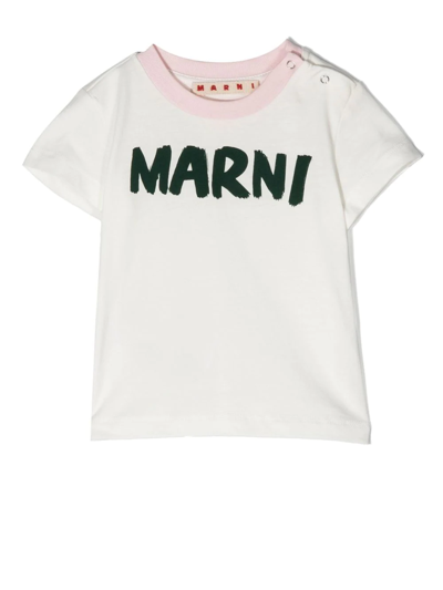 Marni Babies' Logo-print T-shirt In White