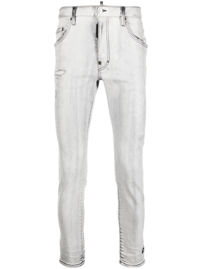 Dsquared2 Skater Logo-print Skinny Jeans In Grau