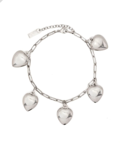 Saint Laurent Heart-pendant Chain Bracelet In Silber