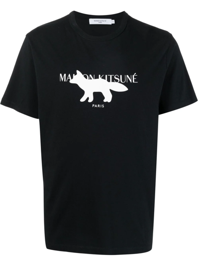 Maison Kitsuné Logo-print T-shirt In Black
