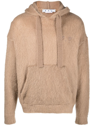 Off-white Arrows Brushed Drawstring Hoodie In Nude