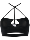 Andreädamo Ribbed-knit Halterneck Bralette In Schwarz