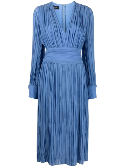 ROCHAS PLISSÉ-DETAIL MIDI DRESS