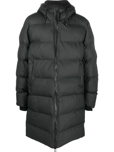 Rains Quilted-finish Padded Coat In Schwarz