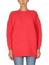 Stella Mccartney Oversized Fit Two-tone Cable Knit Sweater In Red