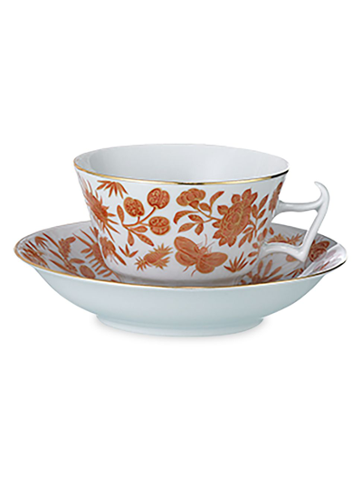 Mottahedeh Sacred Bird & Butterfly 2-piece Porcelain Tea Cup & Saucer Set