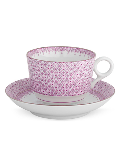 Mottahedeh Pink Lace Teacup & Saucer Set