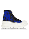 Alexander Mcqueen Tread Slick Graffiti Logo Ankle Boots In Blue Black