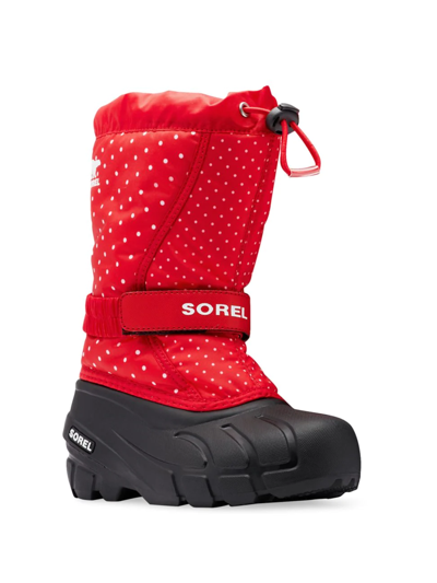 Sorel Kids' Girl's Flurry Print Violet Haze Boots In Cherrybomb Black