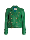 L Agence Billie Belted Leather Jacket In Clover Green