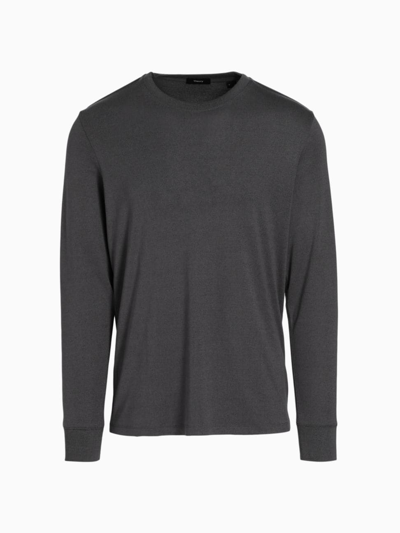 Theory Long Sleeve Stretch Essential T-shirt In Grey