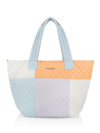 Mz Wallace Medium Metro Colorblock Quilted Nylon Tote Deluxe In Pastel Patch Work