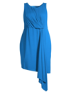 Mayes Nyc Plus Size Adele Draped Sheath Dress In Mykonos Blue